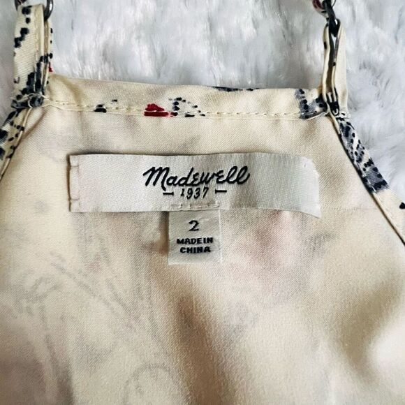 Madewell Multicolor Drawstring Flowy Waist Tie Floral Silk Ruched Dress Size 2 - Picture 6 of 9